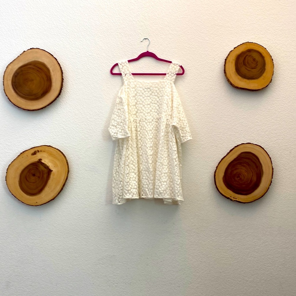 Little White Lies White Cold Shoulder Dress, Size Small